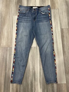 Knox Rose Boho Embroidered Jeans Size 14 Blue Straight Leg Festival